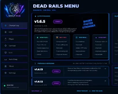 WolfHub Dead Rails - Auto Collect, Kill Aura, ESP & Auto Fuel script cover for Dead Rails
