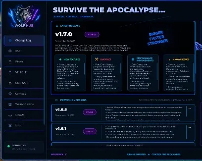 WolfHub is a modern multi-game Roblox hub focused on performance, stability etc. script cover for 🧟 Survive the Apocalypse