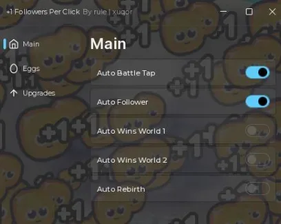 +1 Followers Per Click Script – World 1 & 2 Auto Wins script cover for +1 Followers Per Click