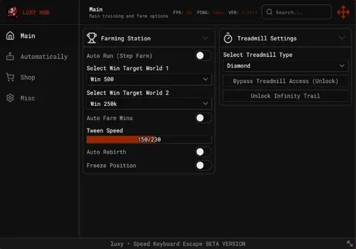+1 Speed Escape Keyboard: Luxy Hub script cover for W3π| +1 Speed Keyboard Escape | Candy & Chocolate
