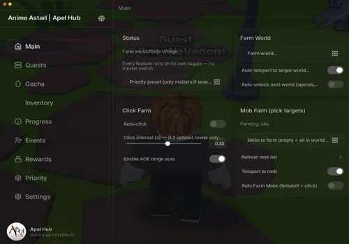 Anime Astral Simulator script: Click farm, Auto Roll gacha stars script cover for Anime Astral Simulator