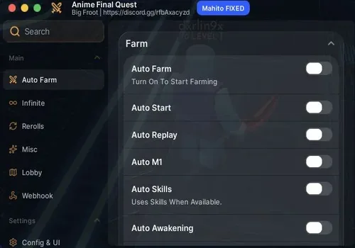 Anime Final Quest script: Auto Farm, Auto Skills script cover for Anime Final Quest