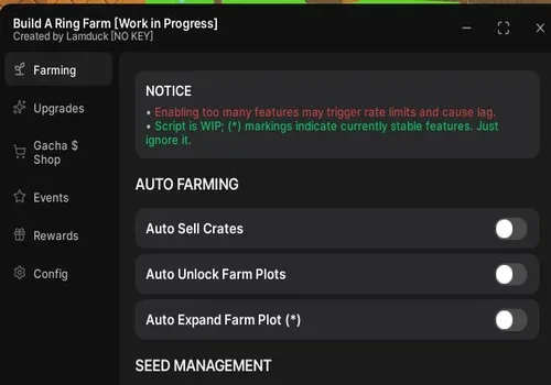 Build a Ring Farm script: Auto Farm, Auto Seeds, Auto Upgrade script cover for Build A Ring Farm