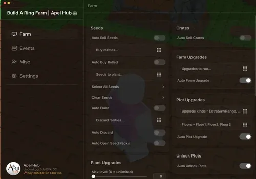 Build a Ring Farm script: Auto Roll Seed, Auto Upgrades plots script cover for Build A Ring Farm