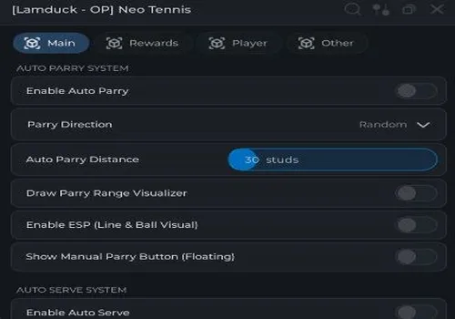 Tennis Clash script: Auto Parry, Auto Serve, ESP script cover for Neo Tennis